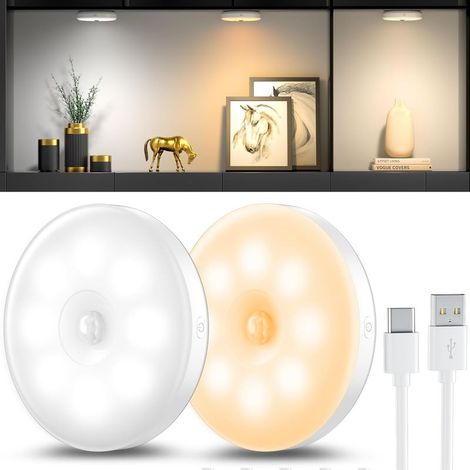 2 Veilleuses LED USB rechargeables Détecteur de mouvement Placard (1/5)