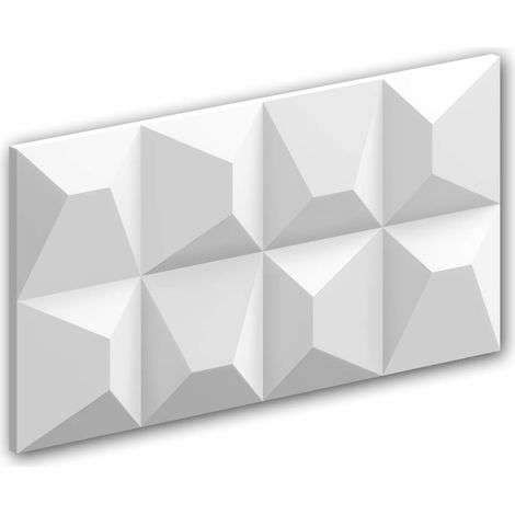 3d revestimiento mural Profhome 159902 Panel de pared Panel acustico Elemento decorativo diseño moderno blanco 45 x 22,5 cm (1/5)