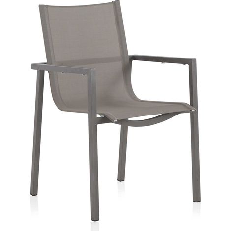 Lot de 4 fauteuils en aluminium avec revêtement en textilène taupe (1/3)