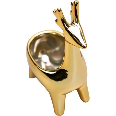 Gold Ceramic Deer Storage Box for Cosmetics and Jewelry (1/5)
