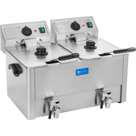Friggitrice in acciaio inox 2 vasche vasca estraibile 13 litri con termostato professionale EGO timer 3614021