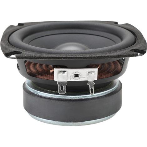 105 mm (4-inch) full-range, 8-ohm, 25-watt, waterproof mid-bass driver with rubber edges on all four corners