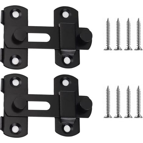 Lot de 2 verrous de porte coulissants en acier inoxydable avec vis fixe, petit verrou de porte de sécurité, loquet coulissant pour maison, cour, jardin, salle de bain, abri de jardin (1/5)