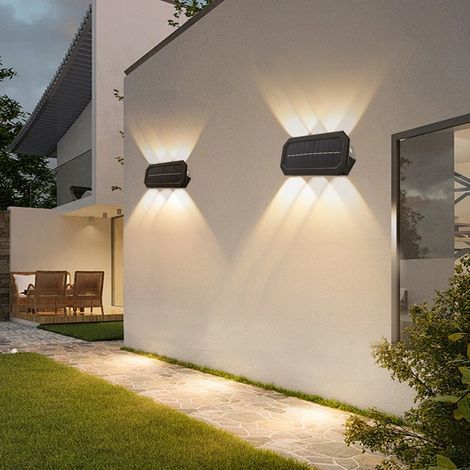 lampe solaire murale a detection de mouvement 12 led double tete super lumineuse ip65 pour jardin villa exterieur 29 2x10x6 cm (1/3)