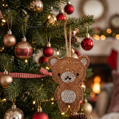 Pendaglio decorativo con imbottitura in cotone e brillantini per decorazioni natalizie -Renna (1/5)