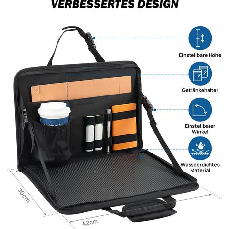 Tavolo da pranzo 3 in 1 e portapiatti con portabicchiere, piastra di lavoro multifunzionale per auto, organizer per riunioni, borsa da ufficio per bambini, pendolare (1/2)
