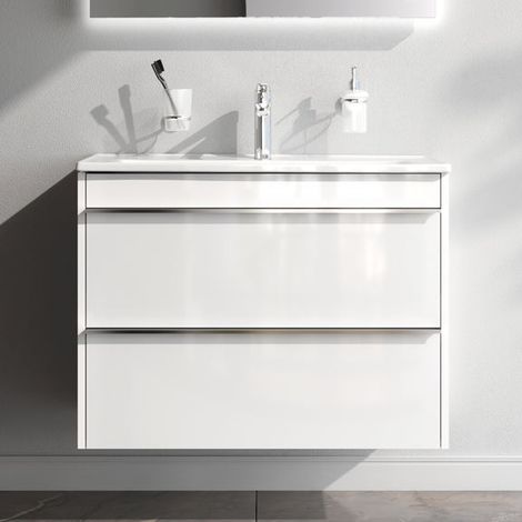 AM.PM Meuble de Salle de Bain avec lavabo suspendu Meuble Sous Vasque Blanc Brilliant avec 2 tiroirs 80 cm