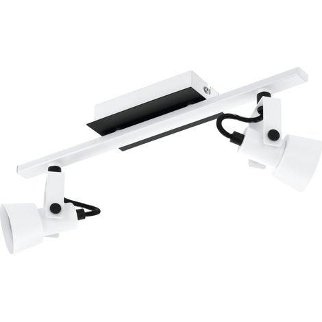 EGLO Deckenlampe Trillo, Deckenleuchte mit 2 schwenkbaren Spots, Deckenbeleuchtung für Büro und Wohnzimmer, Metall in Weiß und Schwarz, Deckenspot mit GU10 Fassung, L 39 cm