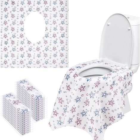 20 Pcs Protege Toilette Jetable, Protege Cuvette WC Jetable, Housses Siège de Toilettes Emballage Individuel Portable pour Toilettes Publiques Voyage Enfant et Adultes (1/5)