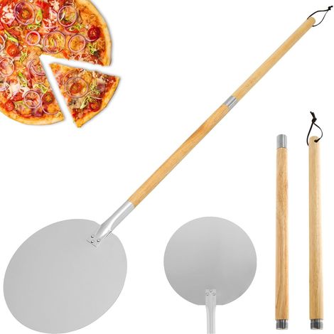 Pelle à Pizza en Aluminium Ronde, Long Manche Réglable Jusqu'à 126 cm, 30 cm pour Transférer des Pizzas (1/5)