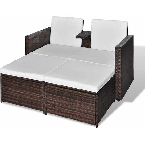Salon de jardin 4 pcs Contemporain, Ensemble repas de jardin, avec coussins Résine tressée Marron OIB5464E (1/4)