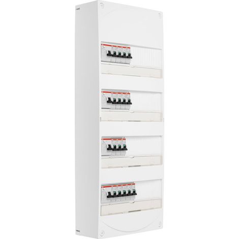 ABB Tableau 4 rangées pré-équipé 2 ID 63A + 2 ID 40A + 16 disjoncteurs (1/2)