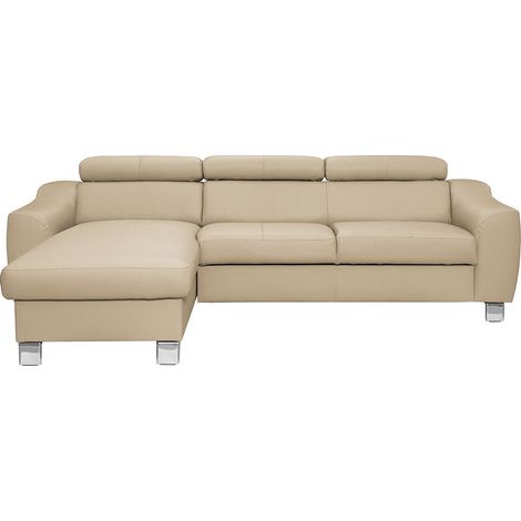 Canapé d'angle en cuir italien de luxe 5 places ASTRA, beige, angle gauche (1/5)