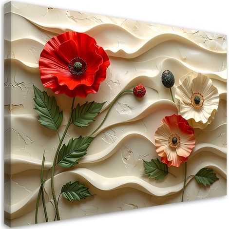 Quadro su tela, Fiori rossi su uno sfondo ondulato - 60x40 (1/2)