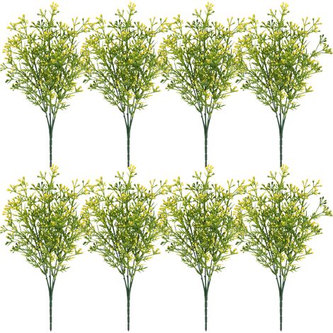 (Für das Komplettpaket 0,32 Yuan hinzufügen) 8 Mini-Kunstblumen aus Kunststoff, die schneebedeckte Früchte und Gras darstellen, für die Innen- und Außendekoration, künstlicher Pflanzenstrauß (gelb) (1/3)