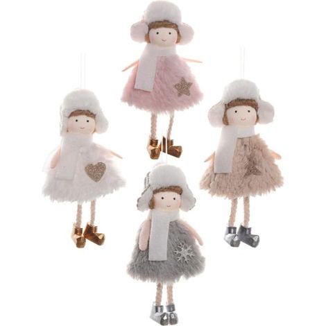 4 Pièces Pendentif Peluche de Noël Poupée Chapeau, Décor Sapin (1/5)