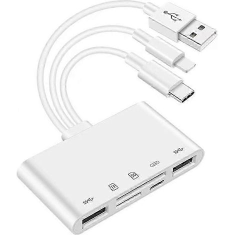 Adaptateur OTG USB pour appareil photo, lecteur de cartes Micro SD TF, kit pour iPhone et iPad, convertisseur Apple 13 jn (1/5)