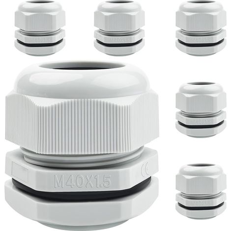 6Pcs Presse-étoupes,  Étanche M40 x 1,5 Contre-écrou Presse-étoupe Plastique Connecteurs de Câble Étanches (1/5)