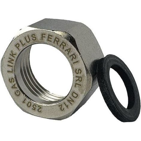 Dado gas link plus dn 12 (½″ f) accessorio gas ottone nichelato compatto ferrari welcome 070180/f