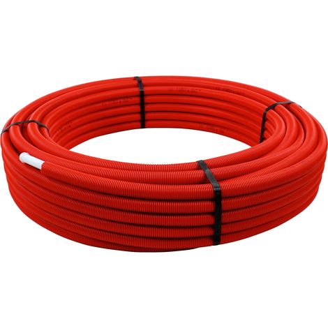 Tube multicouche prégainé rouge - Ø16 x 2 - Alu 0,2mm - 50 mètres - Arcanaute (1/3)