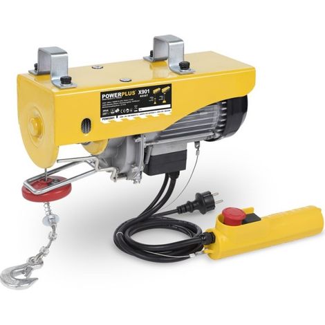 Powerplus Palan Électrique POWX901 - Palan a Levier de 500 W - max. 200 kg et Câble sans Torsion de 12 m - 2 Supports de Montage (1/4)