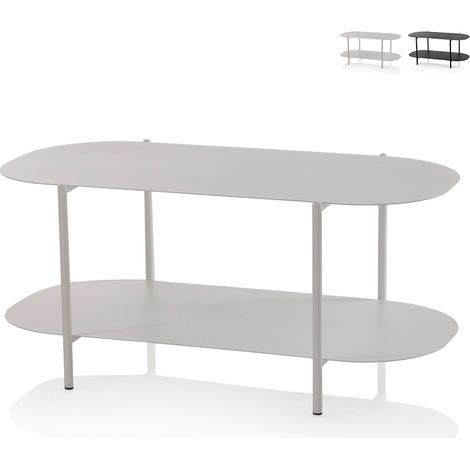 Tavolino da salotto design moderno in metallo con ripiano Vitko - Bianco