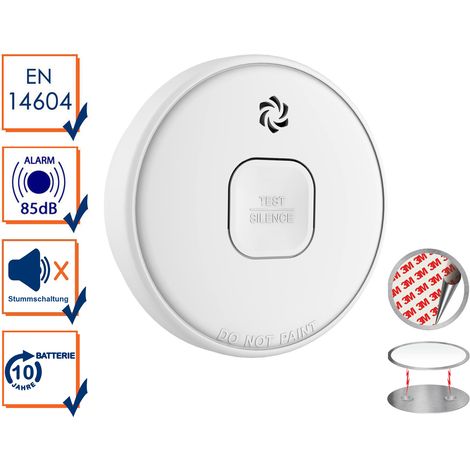 Rauchmelder mit 10 Jahres Batterie - Große Testtaste, mit Magnethalter, Ø 10cm (1/5)