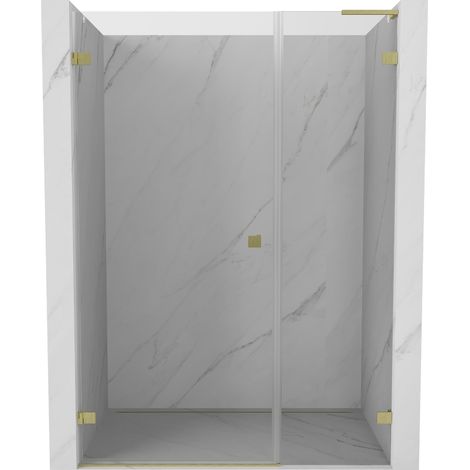 Porte de douche pivotante gauche Mexen Lunar-B L 140 cm, transparent, or brossé - 832SL-140-050-55-00-L (1/5)