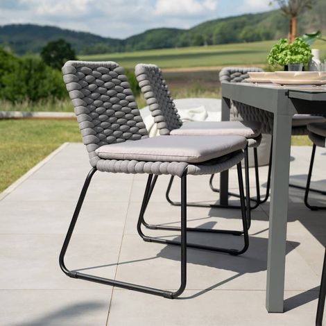 HOME DELUXE Gartenstuhl aus Seilgeflecht BALERO Hellgrau - 1er Set   Gartenmöbel Terrassenstuhl  Seilgeflecht Gartenstuhl, Gartenstuhl mit Seilbespannung, moderner Gartenstuhl Seil (1/4)