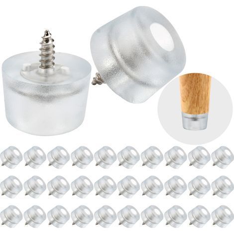 Lot de 32 Patin Chaise, Transparent Pieds De Meubles en Caoutchouc, Antidérapant Pieds en Caoutchouc À Visser, Rubber Feet pour Planche À Découper avec Vis Acier Inoxydable pour Meubles Chaise Jambes