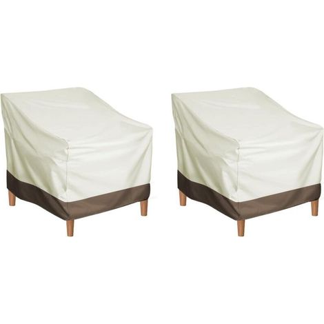 Lot de 2 housses de chaise de jardin imperméables 210D - Housses de protection pour meubles de jardin 80 x 85 x 91,5 cm - Beige (1/4)