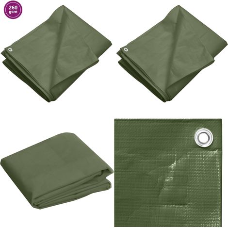 Lona HDPE verde 260 g/m² 6x8 m - Toldo de jardín - Protección de muebles