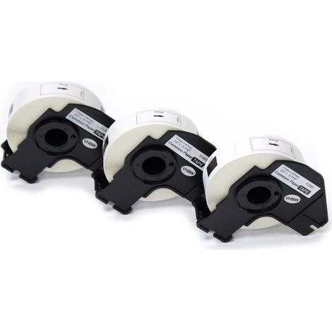 vhbw 3x Etiketten-Rolle mit Halter 17mm x 87mm (300 Etiketten) kompatibel mit Brother PT QL1060N, QL-500, QL-500A Etiketten-Drucker