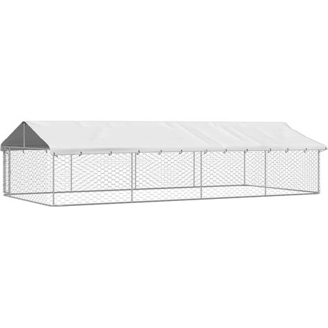 Jaula para perrera exterior con techo para animales 600 x 300 x 150 cm Plata 020041912