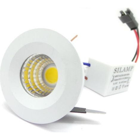Mini spot LED encastrable 3 W Cob 40 mm à ressort, lumière chaude et froide. - Blanc froid.