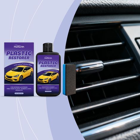 Car Plastic Gloss Care Kit - Car Interior Care, Black Gloss Care, Plastic Refurbishing Cream - 100g bottle + 1 sponge/box -- BIEMMEDUE (1/5)