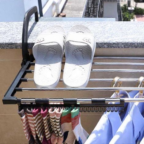 Étendoir à chaussures pliable pour balcon, porte-serviettes, porte-linge, porte-sous-vêtements, maison (1/4)
