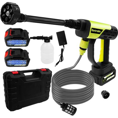 Nettoyeur haute pression sans fil 6 en 1 21 V 30 bar - Nettoyeur haute pression mobile avec 2 batteries de 3,0 Ah - Pistolet à mousse portable - Pour voiture, maison, pelouse, jardin, clôture - Tuyau (1/5)