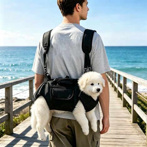 Dog Carry Sling, Emergency Backpack Pet Legs Support & Rehabilitation Dog Lift Harness for Nail Trimming, Dog Carrier for Senior Dogs Joint Injuries, Arthritis, Up and Down Stairs(M, Black) (1/5)