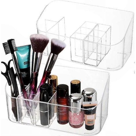 Organizer aus transparentem Acryl mit 9 Fächern, 2er-Set, zur Aufbewahrung von Make-up, Schmuck und Accessoires (1/5)