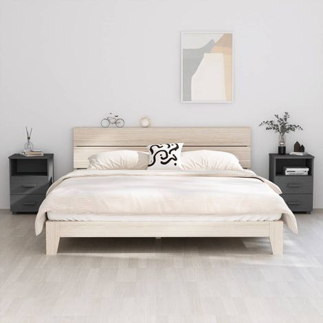 Nachttische HAMAR 2 Stk. Dunkelgrau 40x35x62 cm Massivholz (1/5)