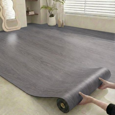 Self-adhesive wood grain vinyl roll flooring, 40cm wide x 5m long, waterproof and wear-resistant, suitable for any room, DIY flooring installation. (1/5)