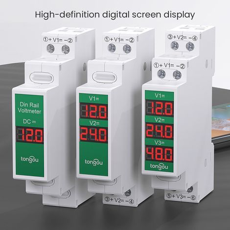 Compteur de tension à courant continu Compact DC11V-310V, voltmètre Intelligent à affichage numérique LED, détecteur de montage sur Rail (1/5)