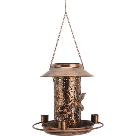 Ej.Life Solar-Vogelfutterstation für Draußen, Zum Aufhängen, IP65, Wasserdicht, Warmes Licht, Metall-Wildvogelfutterstation für Vogelliebhaber, Solarbetriebene Vogelfutterstation A (1/5)