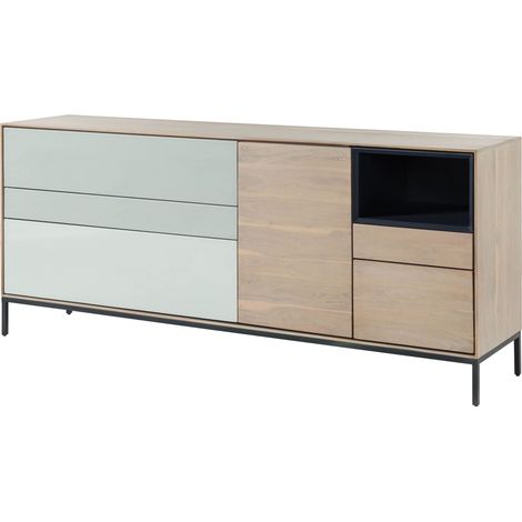 Sideboard Akazie 200x45x85 grau-weiß geölt CHICAGO 05