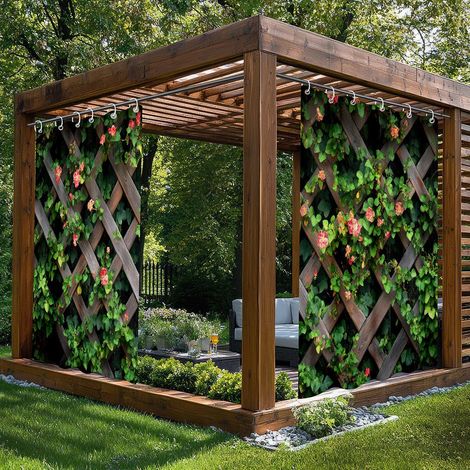 Rideaux d'extérieur imperméables, isolation thermique, occultants, pour tonnelle, pavillon, cabane, lot de 2, 180 x 213 cm (1/4)