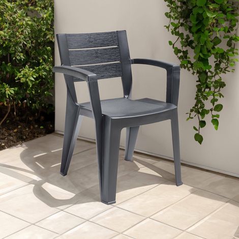 Dmora - Gartenstuhl Oberon, Gartensitz, Outdoor-Stuhl, Outdoor-Sessel, Made in Italy, 60x58 h79 cm, Anthrazit (1/3)
