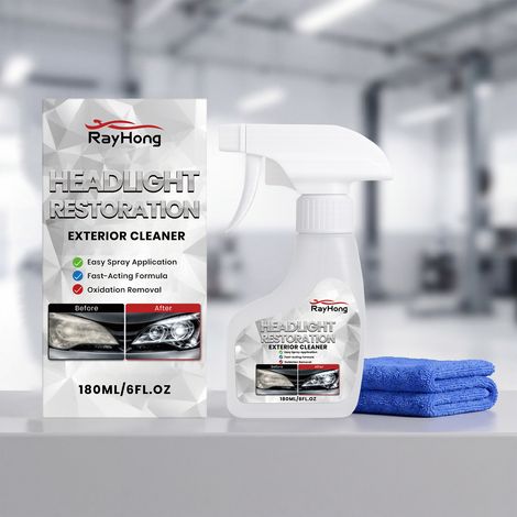 Scheinwerferpflegeprodukt – Reinigt, entfernt Flecken und Vergilbungen und hellt Kratzer an Autoscheinwerfern auf – 180 ml + 1 Tuch -- BIEMMEDUE (1/5)