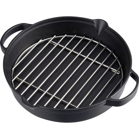Campingaz Padella in Ghisa con Griglia in Acciaio Inossidabile, Pentola Larga e Rotonda per BBQ, Ø 31,6 cm (1/5)