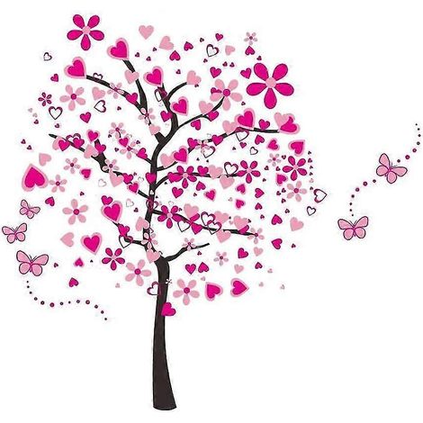 Autocollants muraux papillon en forme de cœur, arbre et dessin animé, de grande taille (Qqdd), amovibles, compatibles avec G (1/5)